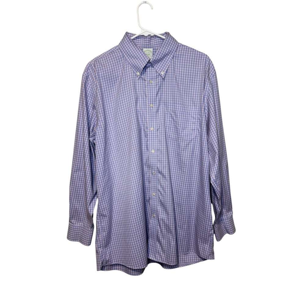 Brooks Brothers Mens Dress Shirt Slim Fit Button Down Checkered 17-33 Long